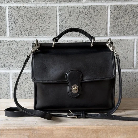 Coach Willis Black Leather Top-Handle Satchel with Detachable Strap - Picture 16 of 16